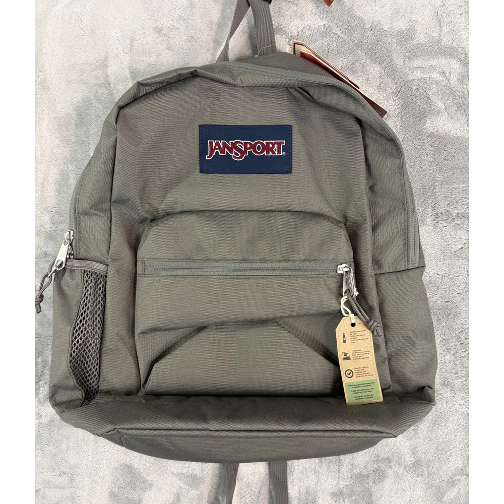 JanSport Cross Town Plus Kids Backpack Adjustable Strap Pockets Zipper Gray NEW